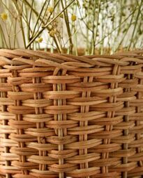 Dibor Traditional Rattan Pot Bellied Home Decor Flower Vase in Natural - Size: Medium - thumbnail 4