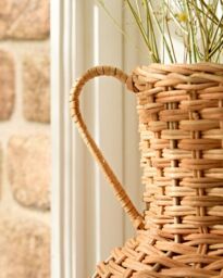 Dibor Traditional Rattan Pot Bellied Home Decor Flower Vase in Natural - Size: Medium - thumbnail 5