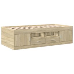Berkfield Home Daybed with Drawers without Mattress Sonoma Oak 75x190 cm Small Single in Brown - thumbnail 3