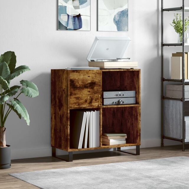 Berkfield Home Record Cabinet Smoked Oak 84.5x38x89 cm Engineered Wood in Brown - image 1