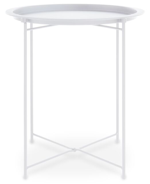 Orsina Modern Design White Metal Round Side Table, Sleek Bedside Table For Bedroom, Functional Livingroom Sidetable - image 1
