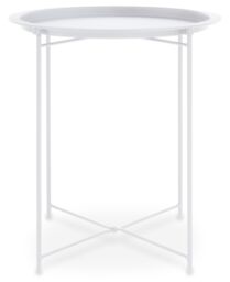 Orsina Modern Design White Metal Round Side Table, Sleek Bedside Table For Bedroom, Functional Livingroom Sidetable - thumbnail 1