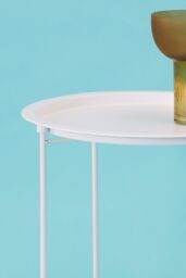 Orsina Modern Design White Metal Round Side Table, Sleek Bedside Table For Bedroom, Functional Livingroom Sidetable - thumbnail 4