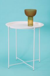 Orsina Modern Design White Metal Round Side Table, Sleek Bedside Table For Bedroom, Functional Livingroom Sidetable - thumbnail 3