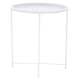 Orsina Modern Design White Metal Round Side Table, Sleek Bedside Table For Bedroom, Functional Livingroom Sidetable - thumbnail 2