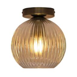 First Choice Lighting Set of 2 Betchley - Clear Ribbed Glass Antique Brass Ceiling Lights - thumbnail 3