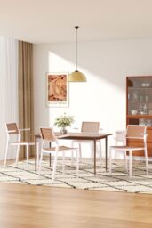 Living and Home 4pcs Pseudo-rattan PP Dining Chair with Armrest in White - thumbnail 2