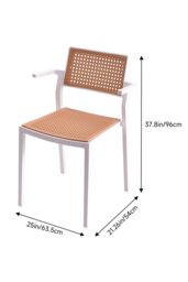Living and Home 4pcs Pseudo-rattan PP Dining Chair with Armrest in White - thumbnail 5