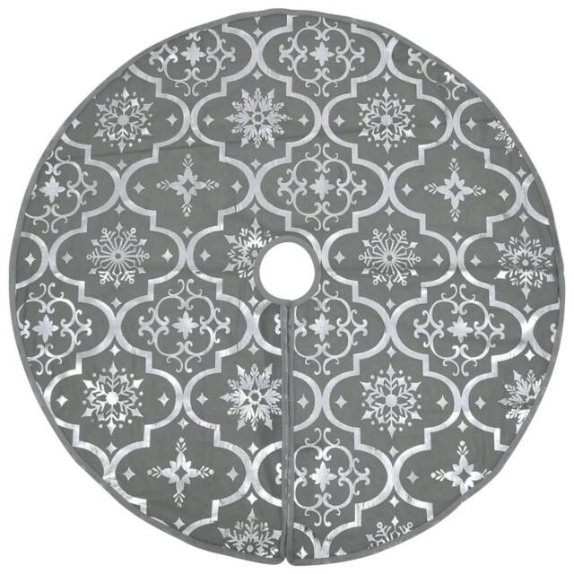Berkfield Home Luxury Christmas Tree Skirt with Sock Grey 122 cm Fabric - image 1