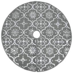 Berkfield Home Luxury Christmas Tree Skirt with Sock Grey 122 cm Fabric