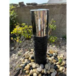 Buttercup Farm Natural Slate & Stainless Steel Column Water Feature with Pump, Light in Grey - thumbnail 3
