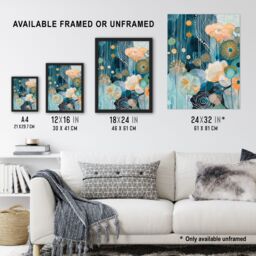 "Artery8 Abstract Ocean Flower Garden Artwork Floral Sea Wall Art Print in Blue - Size: W18"" x H24""" - thumbnail 3