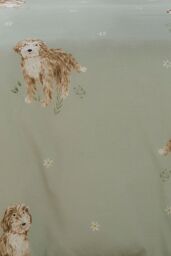 Fusion 'Hattie the Cockerpoo' Cute Dog Print Peach Textured Duvet Cover Set in Light Green - Size: Double - thumbnail 3