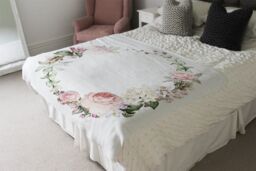 Benjamin Tate Design Watercolour Flowers Blanket in Natural - Size: 120 cm x 150 cm - thumbnail 3