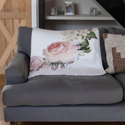 Benjamin Tate Design Watercolour Flowers Blanket in Natural - Size: 120 cm x 150 cm - thumbnail 2