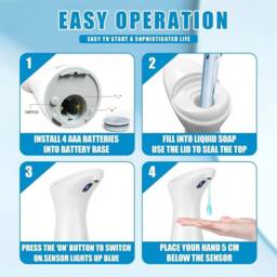 EONLION Automatic Soap Dispenser 200ml Liquid Soap Dispenser Waterproof in White - thumbnail 5