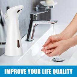 EONLION Automatic Soap Dispenser 200ml Liquid Soap Dispenser Waterproof in White - thumbnail 3