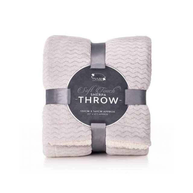Voltico Jacquard Flannel Sherpa Throw - Charcoal&Grey, 130 × 160 cm in Light Grey - Size: 130 cm x160 cm - image 1