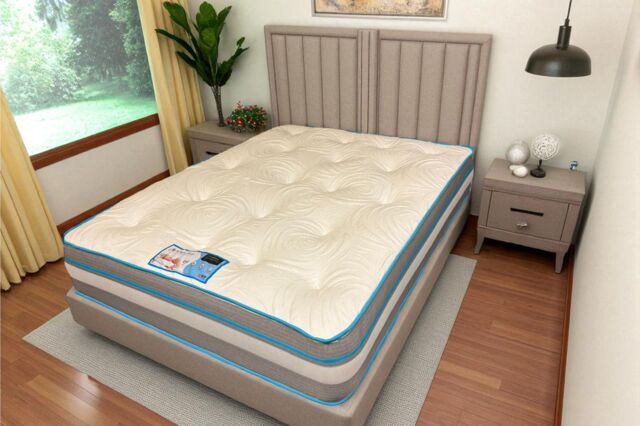 Knight Sleep Comfort Natural Dual Layer Hybrid Mattress in Blue - Size: Single - image 1