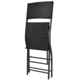 Berkfield Home Durable 7 Piece Folding Outdoor Dining Set Steel Poly Rattan Black - thumbnail 7