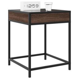 Berkfield Home Bedside Table with Infinity LED Brown Oak 40x40x51 cm - Size: 40 x 40 x 51 cm - thumbnail 5