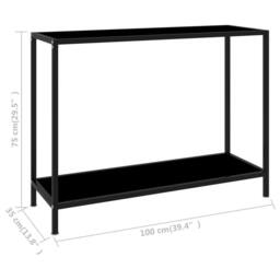 Berkfield Home Console Table Black 100x35x75 cm Tempered Glass - Size: 100 x 35 x 75 cm - thumbnail 6
