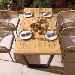 Rowlinsons 1.6m Oslo Four Seater Wooden Dining Set in Brown - thumbnail 2