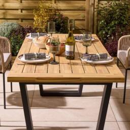 Rowlinsons 1.6m Oslo Four Seater Wooden Dining Set in Brown - thumbnail 4