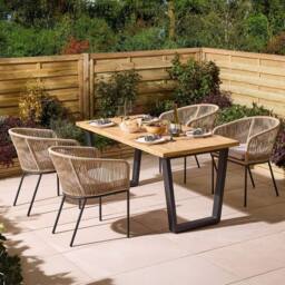 Rowlinsons 1.6m Oslo Four Seater Wooden Dining Set in Brown - thumbnail 1