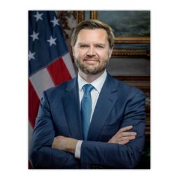 "Artery8 United States 50th Vice President JD Vance Portrait Wall Art Print in Blue - Size: W24"" x H32""" - thumbnail 1