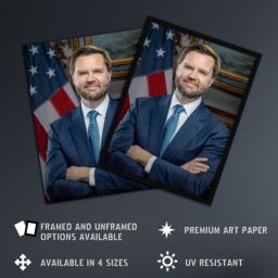 "Artery8 United States 50th Vice President JD Vance Portrait Wall Art Print in Blue - Size: W24"" x H32""" - thumbnail 2