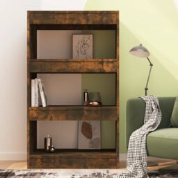 Berkfield Home Book Cabinet/Room Divider Smoked Oak 60x30x103 cm Engineered Wood in Brown - Size: 60 x 30 x 103 cm - thumbnail 3