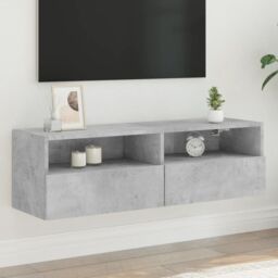 Berkfield Home TV Wall Cabinet Concrete Grey 100x30x30 cm Engineered Wood - Size: 100 x 30 x 30 cm - thumbnail 1