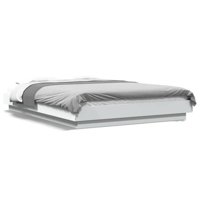 Berkfield Home Bed Frame with LED Lights without Mattress White 120x200cm - Size: Small Double - image 1
