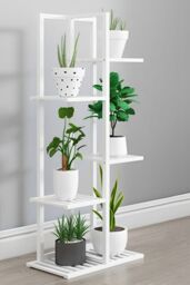 Living and Home 5-Tier Rustic Wooden Potted Garden Plant Stand Rack Holder 103cm H in White - thumbnail 3