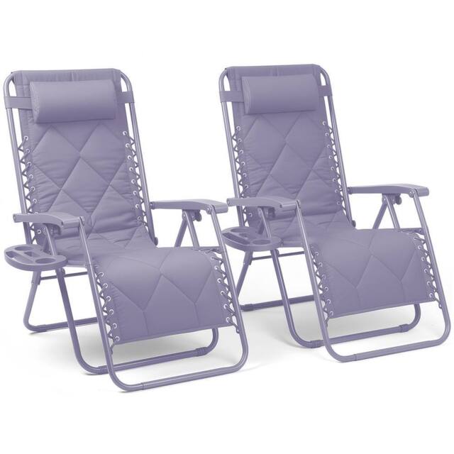 Keplin Set of 2 XXL Premium Heavy Duty Quilted Zero Gravity Chairs in Lilac - image 1