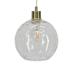 First Choice Lighting Set of 2 Barnum - Clear Dimple Glass Globe with Satin Brass Pendants - thumbnail 7