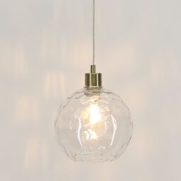 First Choice Lighting Set of 2 Barnum - Clear Dimple Glass Globe with Satin Brass Pendants - thumbnail 5