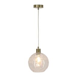 First Choice Lighting Set of 2 Barnum - Clear Dimple Glass Globe with Satin Brass Pendants - thumbnail 2