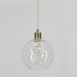 First Choice Lighting Set of 2 Barnum - Clear Dimple Glass Globe with Satin Brass Pendants - thumbnail 6