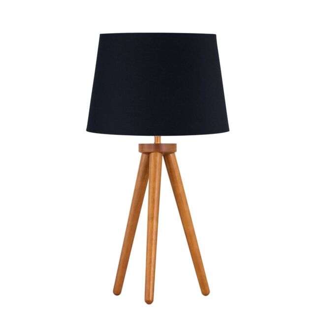 First Choice Lighting Voyage - Dark Oak Table Lamp or Bedside Light with Black Shade in Brown - image 1