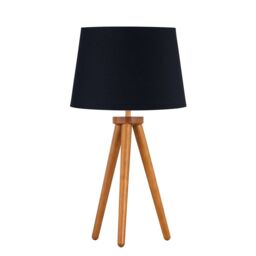 First Choice Lighting Voyage - Dark Oak Table Lamp or Bedside Light with Black Shade in Brown - thumbnail 1