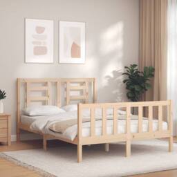 Berkfield Home Beautiful Bed Frame with Headboard 120x200 cm Solid Wood in Natural - thumbnail 2