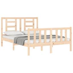 Berkfield Home Beautiful Bed Frame with Headboard 120x200 cm Solid Wood in Natural - thumbnail 4