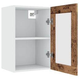 Berkfield Home Hanging Glass Cabinet Lyon Old Wood 40x31x60 cm Engineered Wood in Brown - Size: 40 x 31 x 60 cm - thumbnail 5