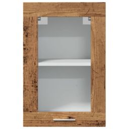 Berkfield Home Hanging Glass Cabinet Lyon Old Wood 40x31x60 cm Engineered Wood in Brown - Size: 40 x 31 x 60 cm - thumbnail 4