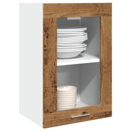Berkfield Home Hanging Glass Cabinet Lyon Old Wood 40x31x60 cm Engineered Wood in Brown - Size: 40 x 31 x 60 cm - thumbnail 1