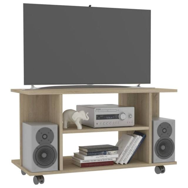 Berkfield Home TV Cabinet with Castors Sonoma Oak 80x40x45 cm Engineered Wood in Brown - Size: 80 x 40 x 45 cm - image 1