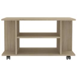 Berkfield Home TV Cabinet with Castors Sonoma Oak 80x40x45 cm Engineered Wood in Brown - Size: 80 x 40 x 45 cm - thumbnail 4