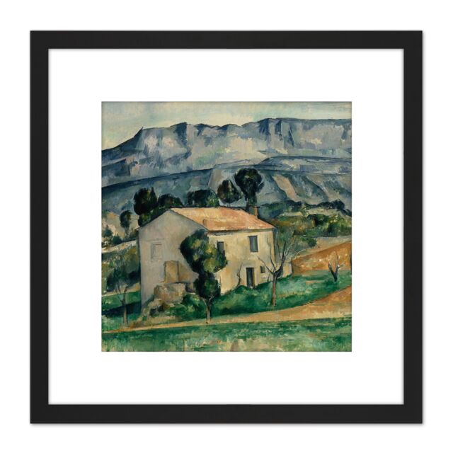 Artery8 Cezanne Paul House In Provence 8X8 Inch Square Wooden Framed Wall Art Print Picture with Mount in Black - image 1